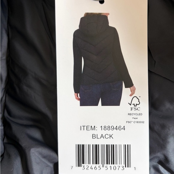 ❤️DKNY Women's Puffer Jacket Scuba Sleeves Mixed Media Black size L 
New WithTag - Picture 9 of 12